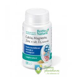 Calciu magneziu zinc + vitamina D2 natural 30 capsule