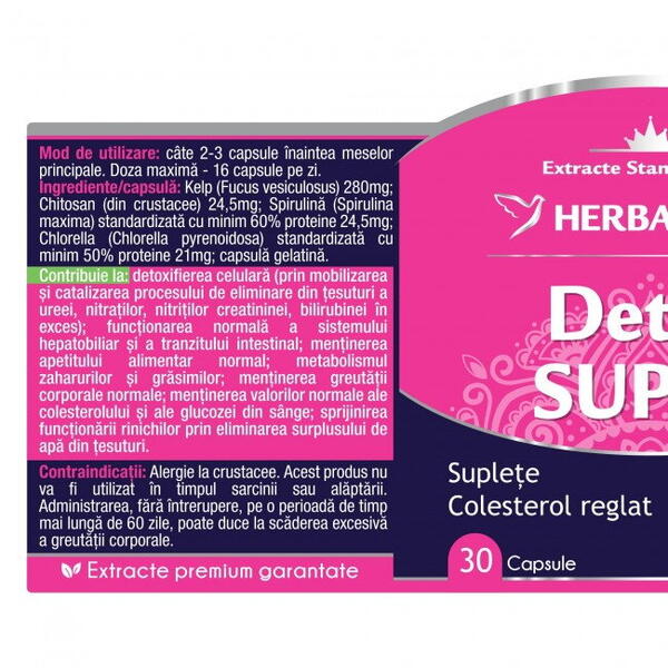 Herbagetica Detox Suplu 30 capsule