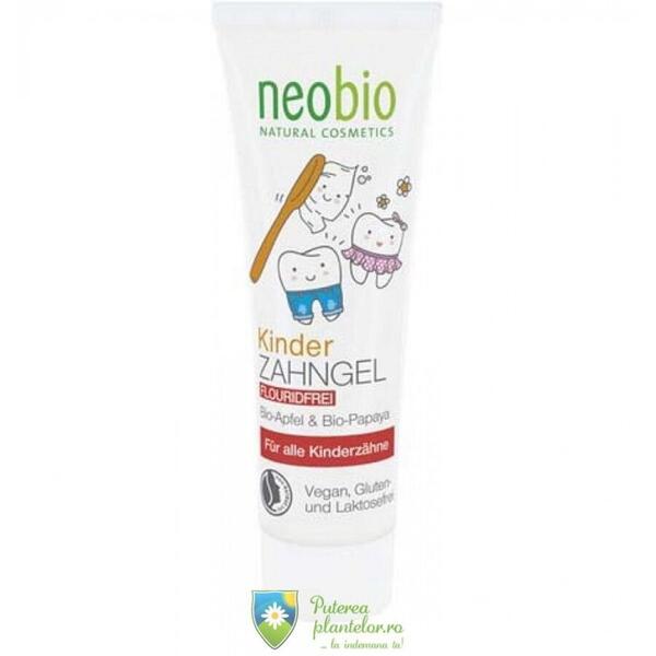 Neobio Pasta de dinti gel pentru copii fara fluor 50 ml