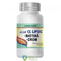 Acid Alfa Lipoic, Biotina si Crom 30 capsule