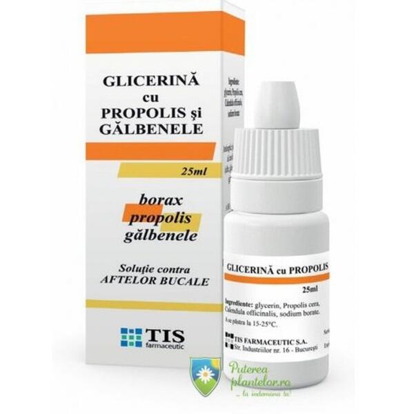 Tis Farmaceutic Glicerina cu Propolis si Galbenele 25 ml