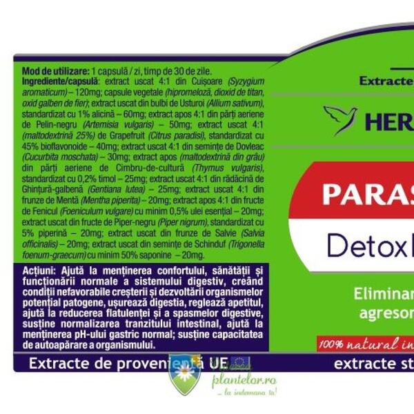Herbagetica Parasites 12 Detox forte 120 capsule