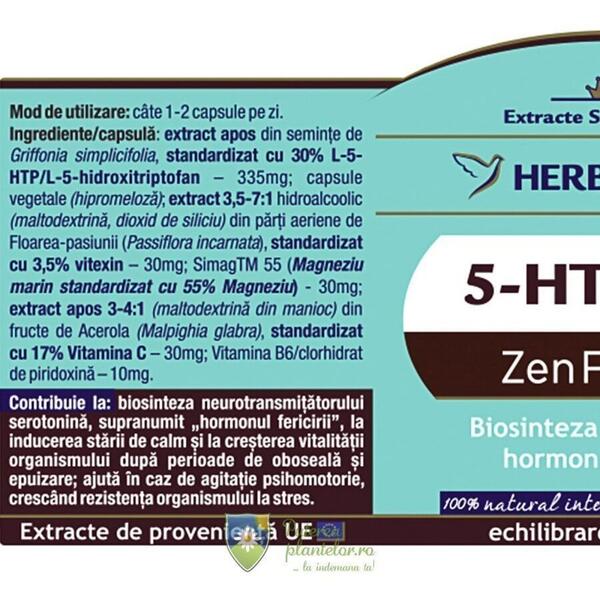 Herbagetica 5-HTP 100 Zen Forte 60 capsule