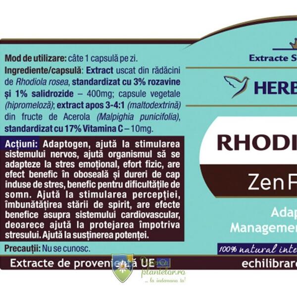 Herbagetica Rhodiola 3/1 Zen Forte 30 capsule