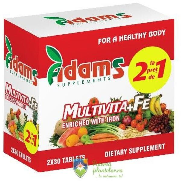 Adams Vision Multivita+Fe 30 tablete 1+1 Gratis