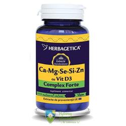 Herbagetica Ca+Mg+Se+Si+Zn organice cu Vit. D3 60 capsule