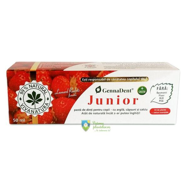 Viva Natura Pasta de dinti GennaDent Junior capsuni 50 ml