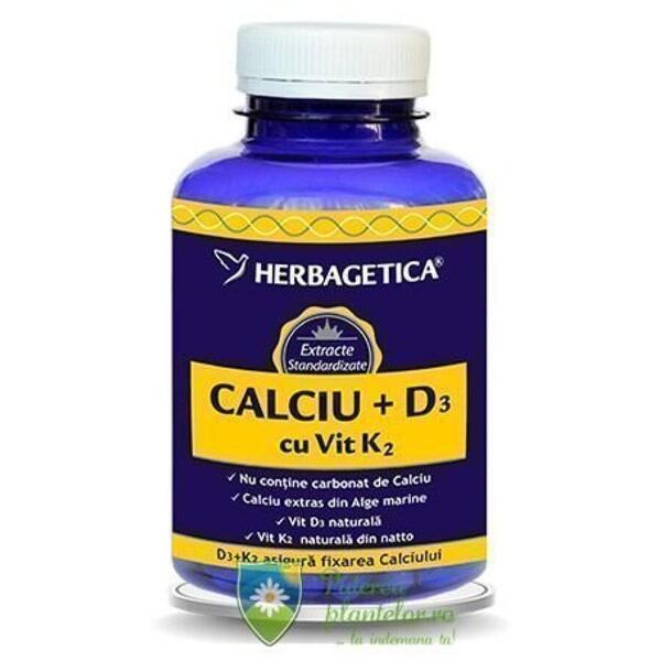 Herbagetica Calciu + D3 cu Vitamina K2 120 capsule
