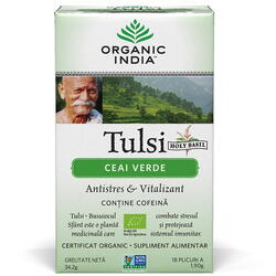 Organic India Ceai Tulsi (Busuioc Sfant) cu Ceai Verde 18 plicuri BIO
